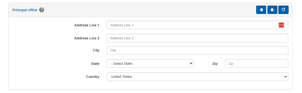 Step 11-- Enter the information for your business entity's Principal Office