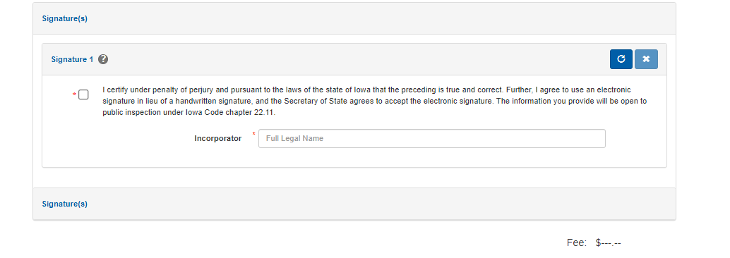 Step 12-- Verify that the information is correct and add your online signature to your filing submission