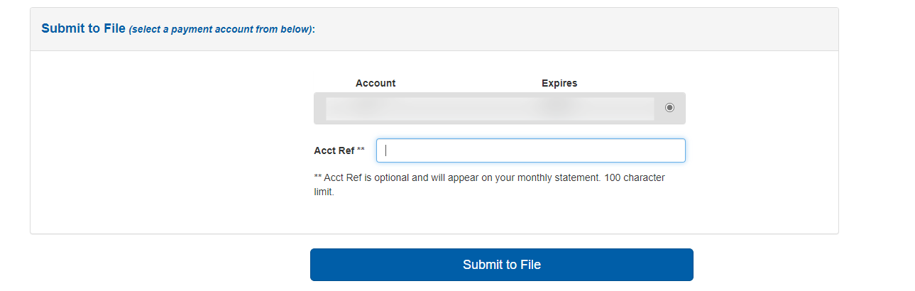 Payment Method Selection & Optional Account Ref. 